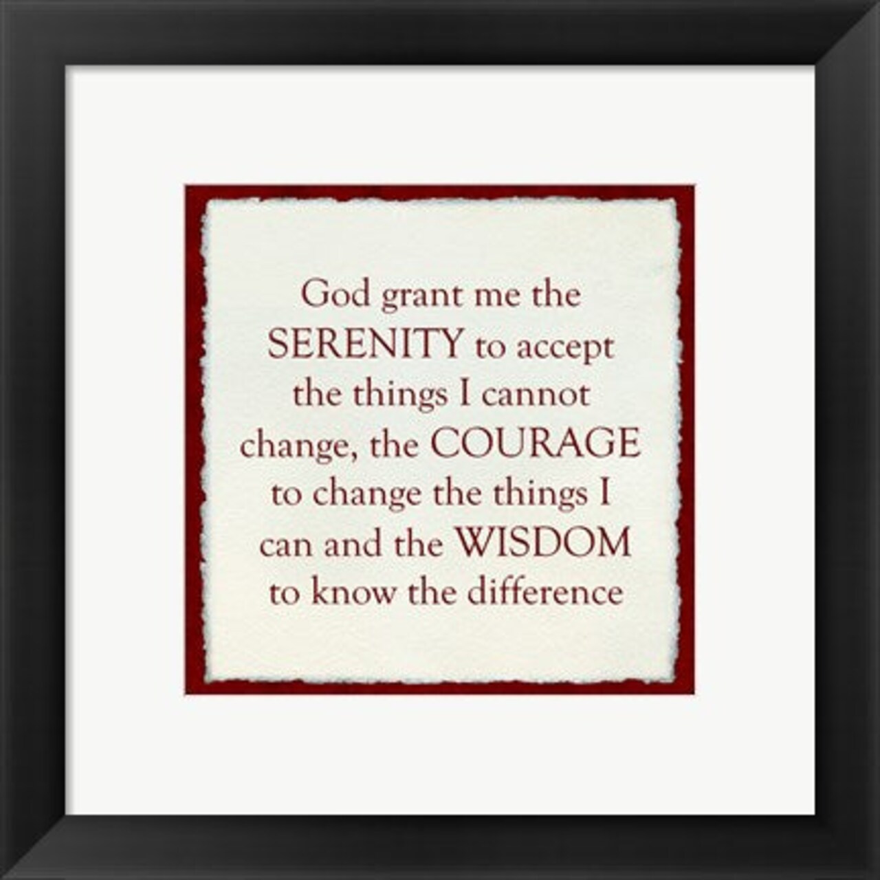 Framed Art Serenity Prayer - Red Border Wall Decor 18x24 Artwork